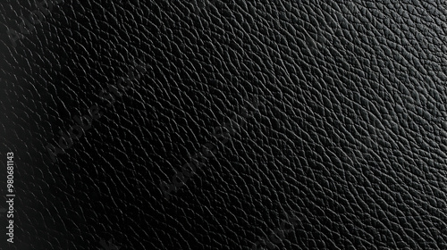 Close-Up Macro Photograph of Black Leather Texture with a Subtle Light Reflection, Depicting a Detailed View of the Material's Surface, Ideal for Backgrounds or Design Elements.