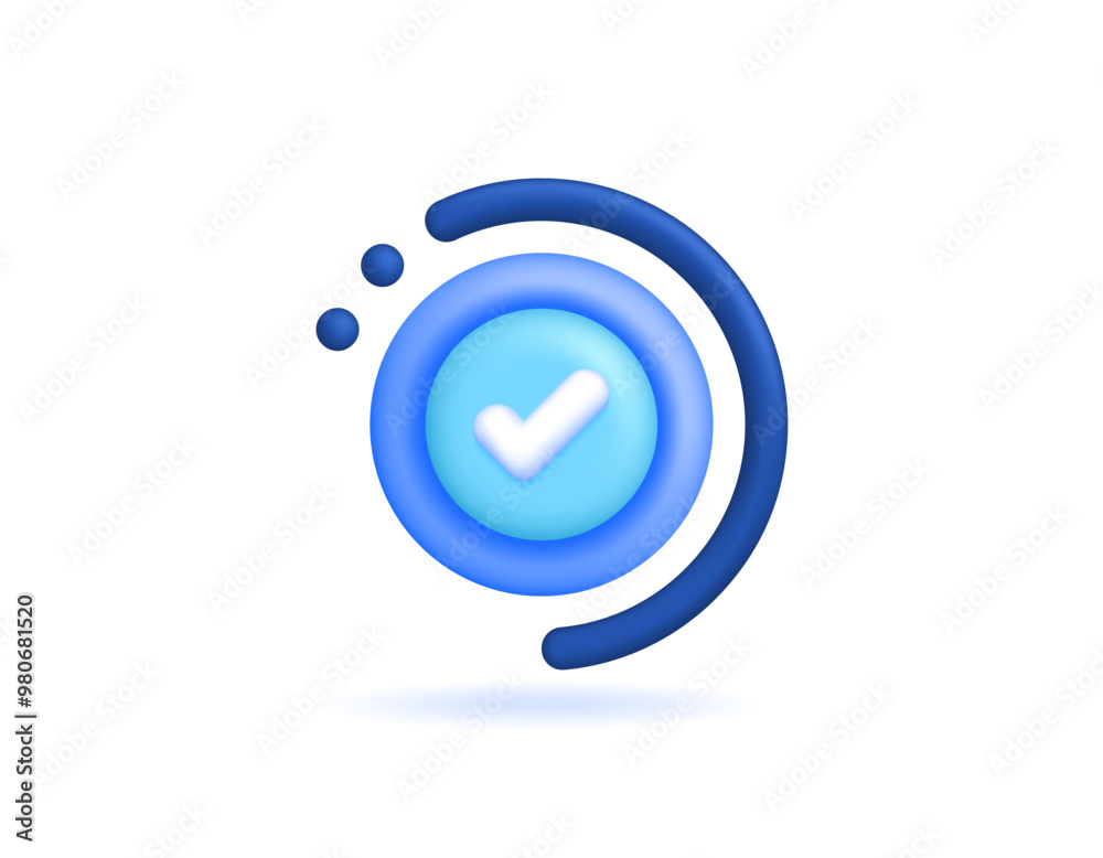 complete process concept. done, successful, correct, right, approved. tick illustration. symbol or icon. minimalist 3d style design. element complete process concept. done, successful, correct, right, approved. tick illustration. symbol or icon. minimalist 3d style design. element