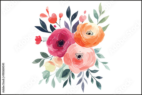 Watercolor, Floral, Flowers, Colorful, Botanical, Nature, Hand-painted, Illustration, Artistic, Vintage, Floral Pattern, Watercolor Art, Garden, Leaves, Pastel Colors, Abstract Flowers, Natural
