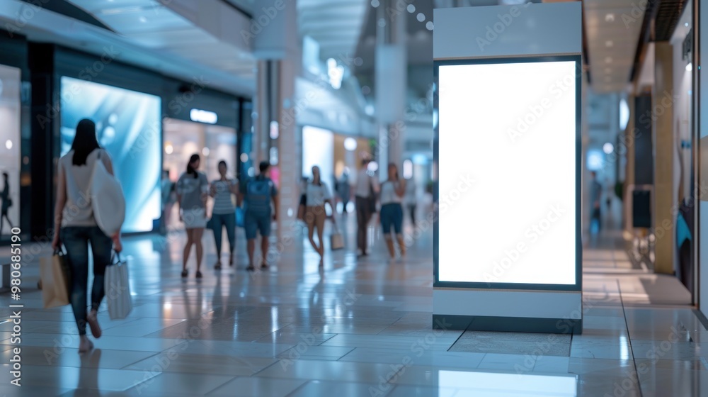 3D rendering of an empty billboard in a shopping mall 3D rendering of an empty billboard in a shopping mall