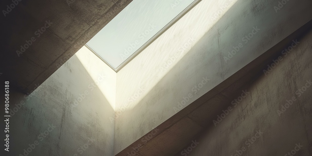 Fototapeta premium Sunlight through a skylight in a room.