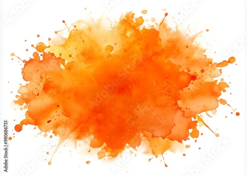 orange watercolor dropped splash splatter grunge graphic element on white
