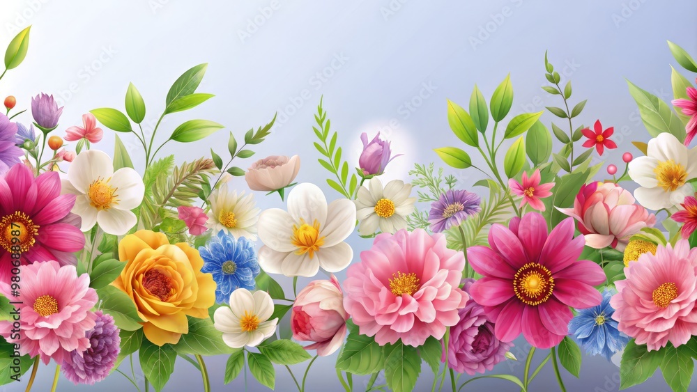 High-resolution transparent image of blooming flowers in an ornamental border, suitable for website and print design. High-resolution transparent image of blooming flowers in an ornamental border, suitable for website and print design.