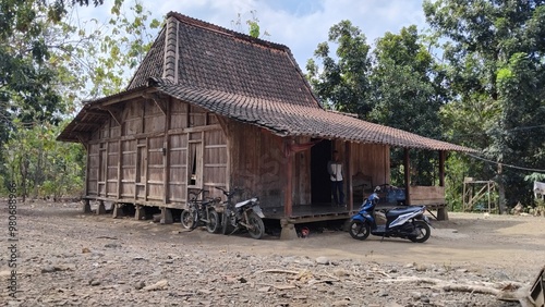 traditional wooden house in the asian village