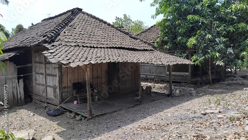 traditional wooden house in the asian village
