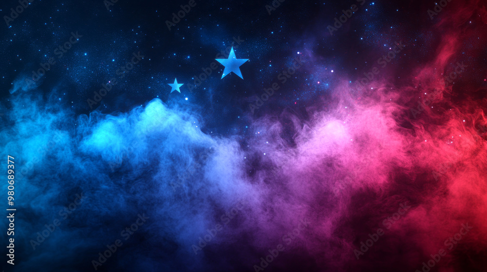 smokey USA background with stars and red and blue gradient with copy space smokey USA background with stars and red and blue gradient with copy space