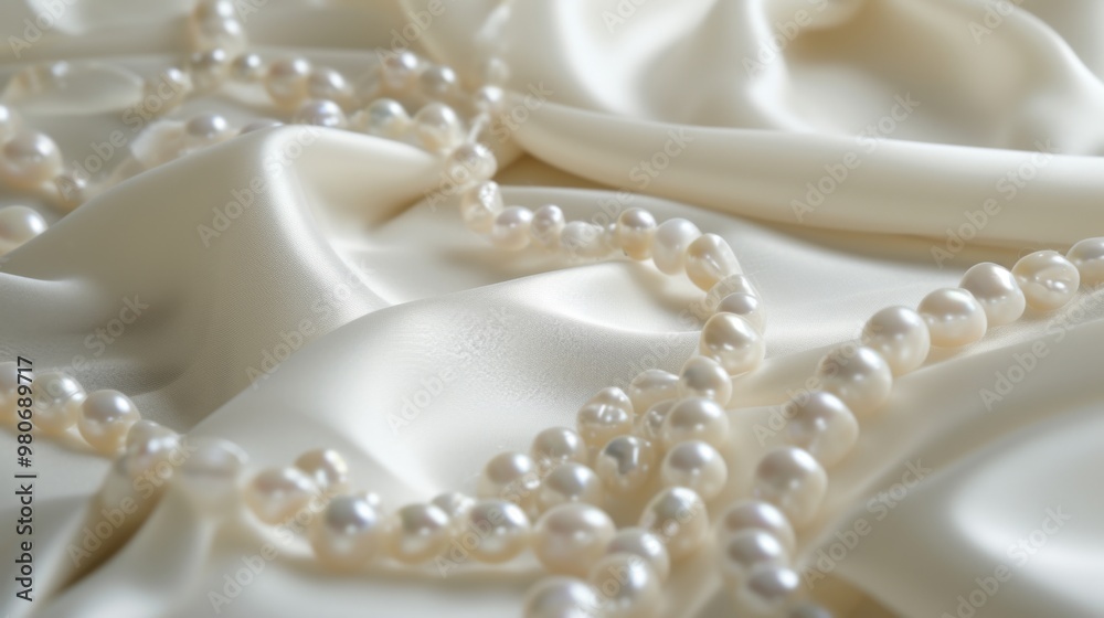 Elegant Pearl Necklace on Silk Fabric - Luxury Jewelry Photography Elegant Pearl Necklace on Silk Fabric - Luxury Jewelry Photography