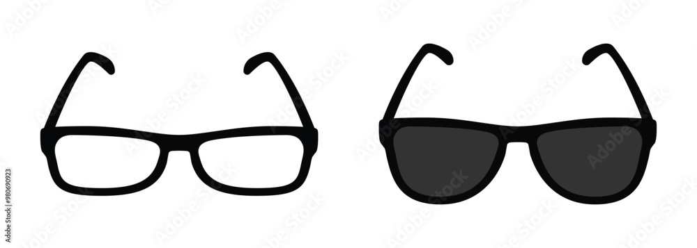 glasses symbol. simple eyeglasses and sunglasses icon. transparent png and vector illustration. glasses symbol. simple eyeglasses and sunglasses icon. transparent png and vector illustration.