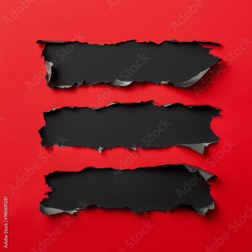 Wallpaper Mural Black torn paper -no text on a red background. Black Friday composition. Torontodigital.ca