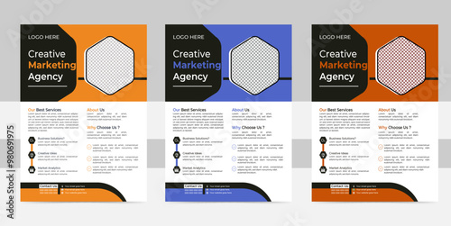 a bundle of 3 templates of different colors a4 flyer template, modern business flyer template, geometric business flyer and creative design , editable vector template design.