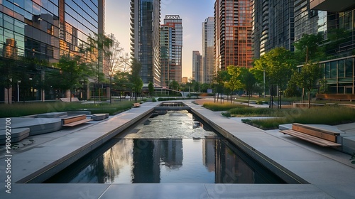 Modern Urban Oasis with Reflecting Pool