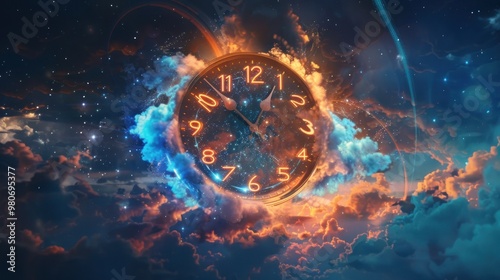 Clock poster burns in fire photo