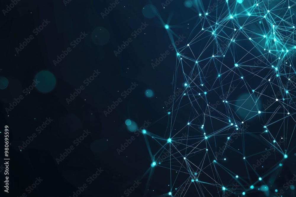 Futuristic digital network visualization with glowing nodes and lines, representing data connections, technology, and modern communication Futuristic digital network visualization with glowing nodes and lines, representing data connections, technology, and modern communication