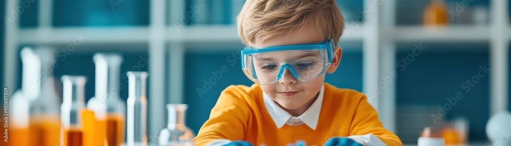 Kids playing as inventors in a whimsical lab Kids playing as inventors in a whimsical lab