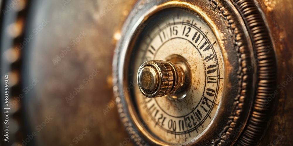 Close-up of an antique brass clock face. Close-up of an antique brass clock face.