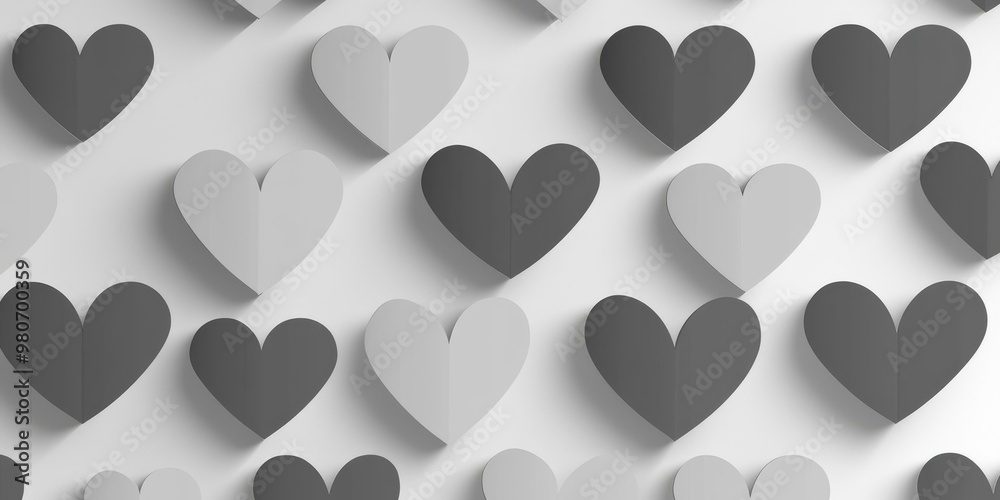 Gray and white paper heart pattern. Gray and white paper heart pattern.