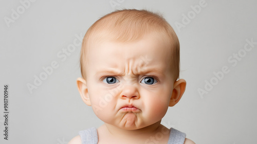 portrait serious stern baby