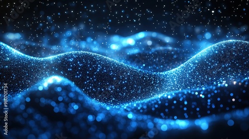 3D rendering technology background abstract wave curve particle art illustration