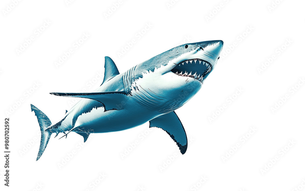 Dangerous shark isolated on white or transparent background