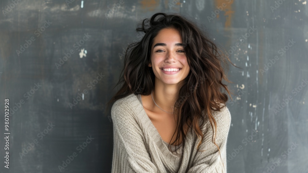 Smiling Woman in a Sweater - Portrait of Happiness Smiling Woman in a Sweater - Portrait of Happiness