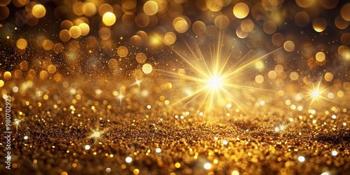 Luxurious gold glitter bursts against a mesmerizing bokeh background with intricate texture, evoking luxury and sophistication, perfect for futuristic and celebratory design projects.