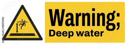 ISO warning safety signs text variation_warning ; deep water landscape size 1/2 a4,a3,a2,a1	
