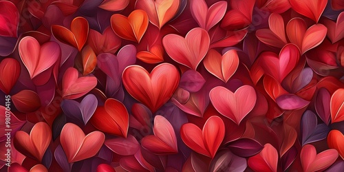 Abstract heart shaped pattern in shades of red. photo