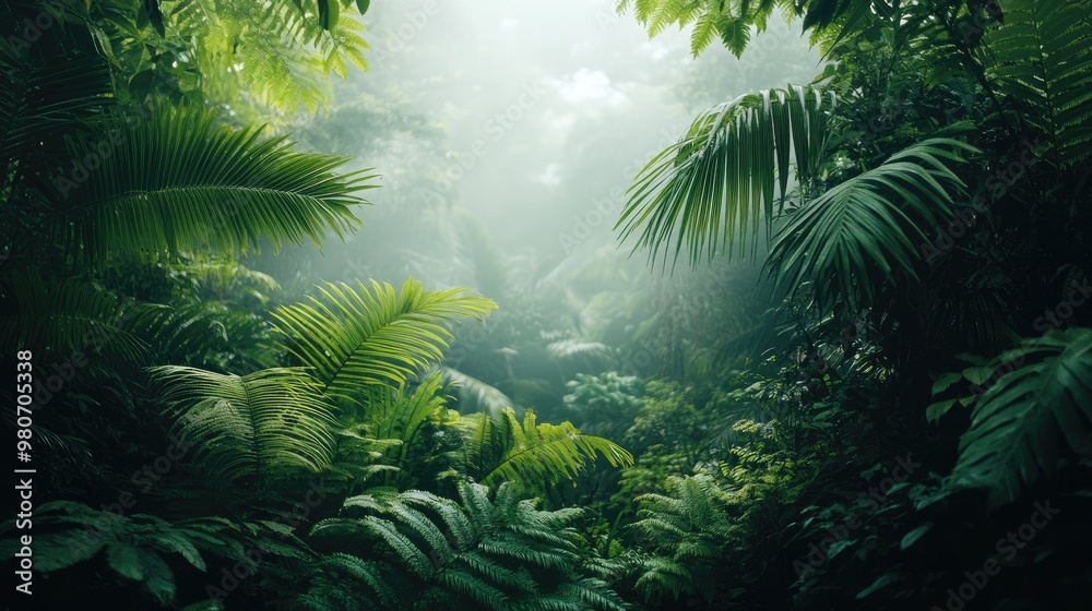 Dense, green rainforest foliage and towering trees create a vibrant nature wallpaper in stunning 8K resolution. Dense, green rainforest foliage and towering trees create a vibrant nature wallpaper in stunning 8K resolution.