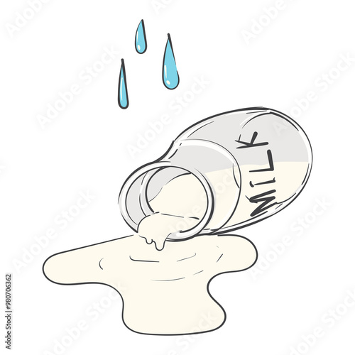 Png  Cry over spilt milk idiom illustration element, transparent background photo