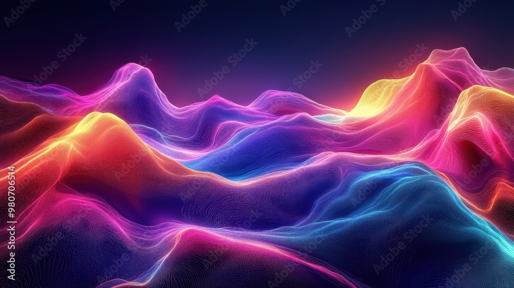 Fototapeta premium 3D rendering of silk ribbon ribbon technology background abstract curve