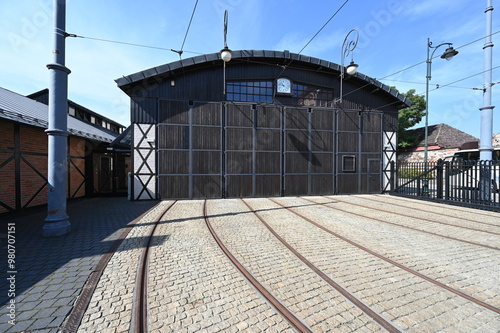 Tram engine shed at Krakow in Poland. photo