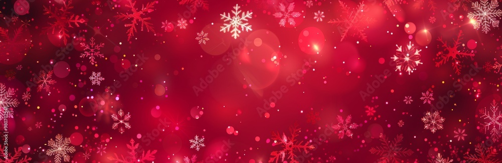The vibrant red background of this festive design, adorned with delightful snowflakes, creates a cheerful and festive holiday ambiance, perfect for celebrating the season with warmth and joy The vibrant red background of this festive design, adorned with delightful snowflakes, creates a cheerful and festive holiday ambiance, perfect for celebrating the season with warmth and joy
