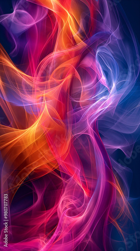 Colorful swirling lines create abstract 3d vibrant background design. Generative AI