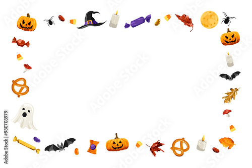 Halloween png frame, transparent background