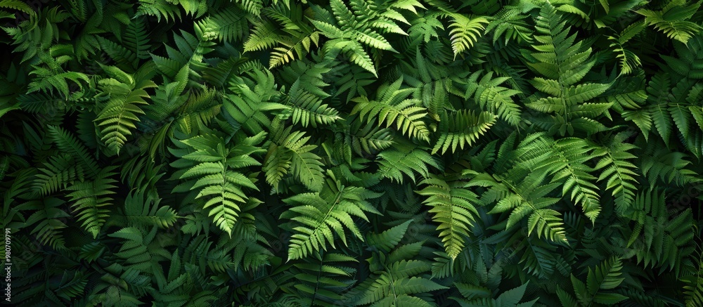 Close up of a natural green fern Pteridium aquilinum in the forest setting with copy space image available Close up of a natural green fern Pteridium aquilinum in the forest setting with copy space image available