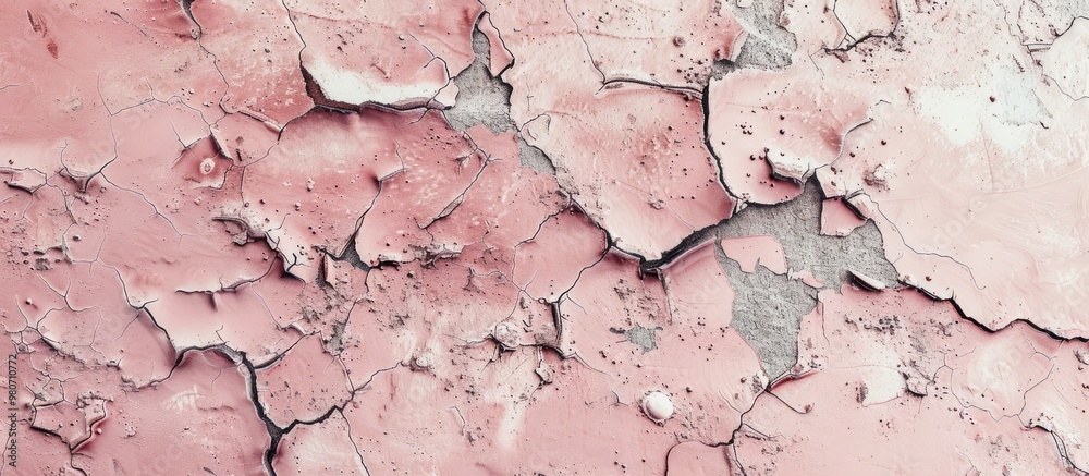 Close up view of light pink cement with a rough texture perfect for a copy space image