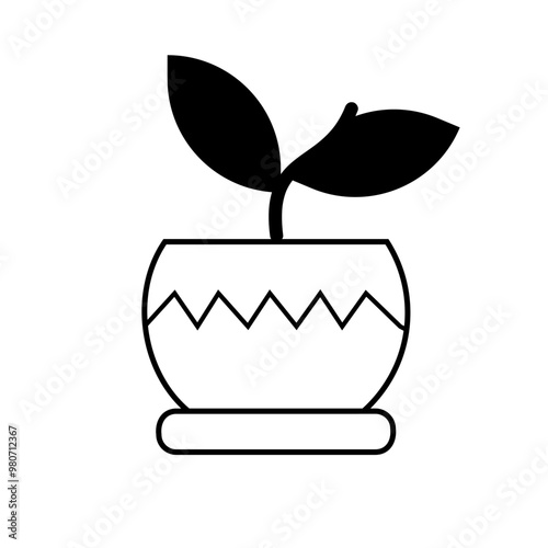 Plant pot line outline icon
