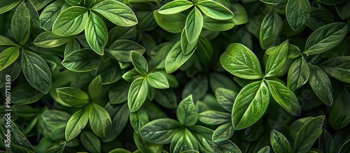 Low angle view of plant leaves in a copy space image