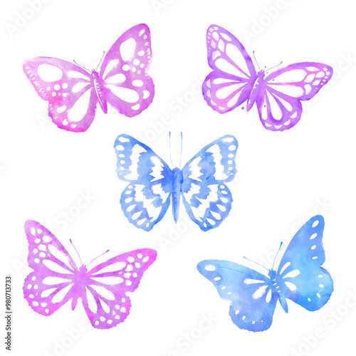 Wallpaper Mural Watercolor butterfly png sticker, design element set Torontodigital.ca