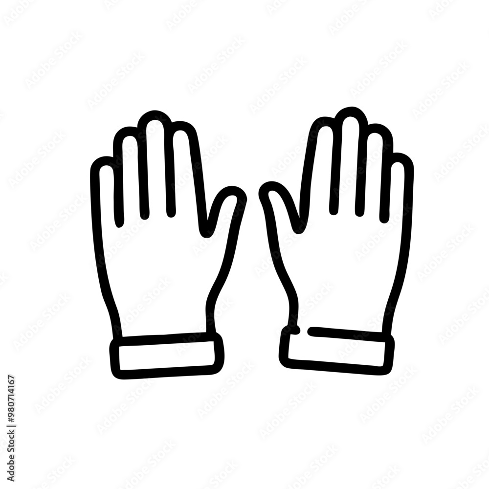 Gloves icon, black line style with copy space Gloves icon, black line style with copy space