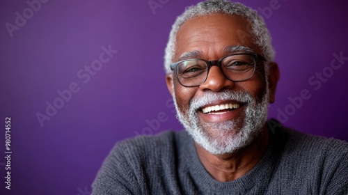 Joyful senior man with a radiant smile, perfect for highlighting happiness and positivity in lifestyle blogs or marketing materials.