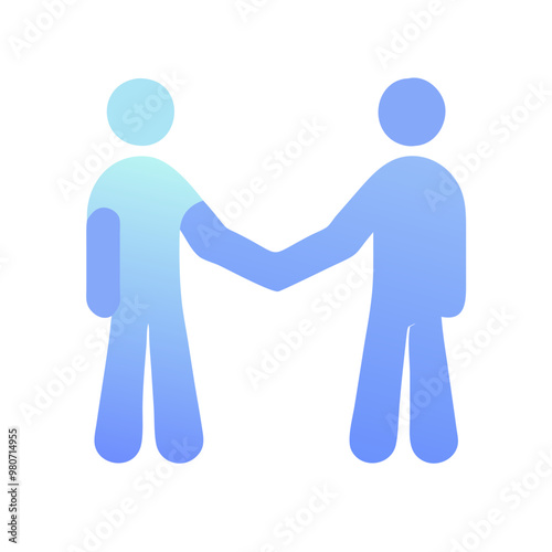 two people shaking hands blue icon