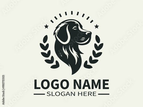 Golden Retriever Logo Design, Golden Retriever Puppy, Golden Retriever Icon, Happy Retriever, Family Dog