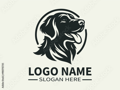 Golden Retriever Logo Design, Golden Retriever Puppy, Golden Retriever Icon, Happy Retriever, Family Dog