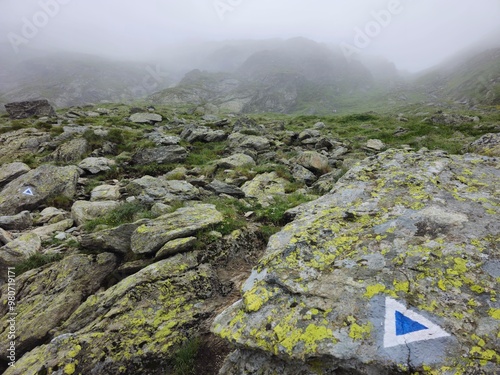 mountain in the fog Fagaras Romania 
