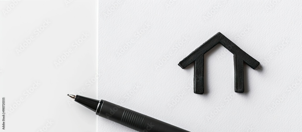 Property portfolio symbol depicted on a white paper canvas background with a black pen incorporating a business concept with copy space image available