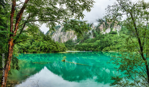 Turquoise Reflections in Jiuzhaigou National Park's Enchanting Lake