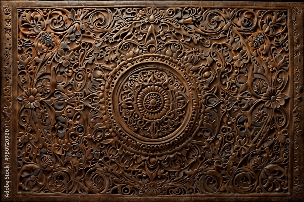 Intricately designed henna pattern on stone slab symbolizing traditional Indian weddings and festivals Intricately designed henna pattern on stone slab symbolizing traditional Indian weddings and festivals