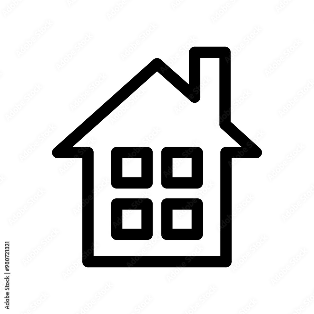 House window icon in black, outline style and transparent background
House window icon in black, outline style and transparent background
