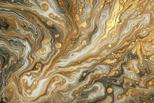 Gold fluid art marbling paint textured backgrounds
